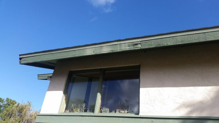 Exterior trim and fascia on a two-story home